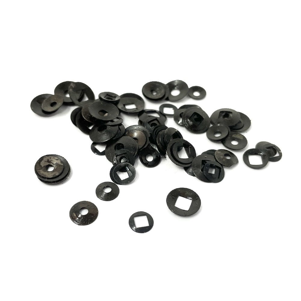 100x Domed Round & Square Clock Washers, Black Steel