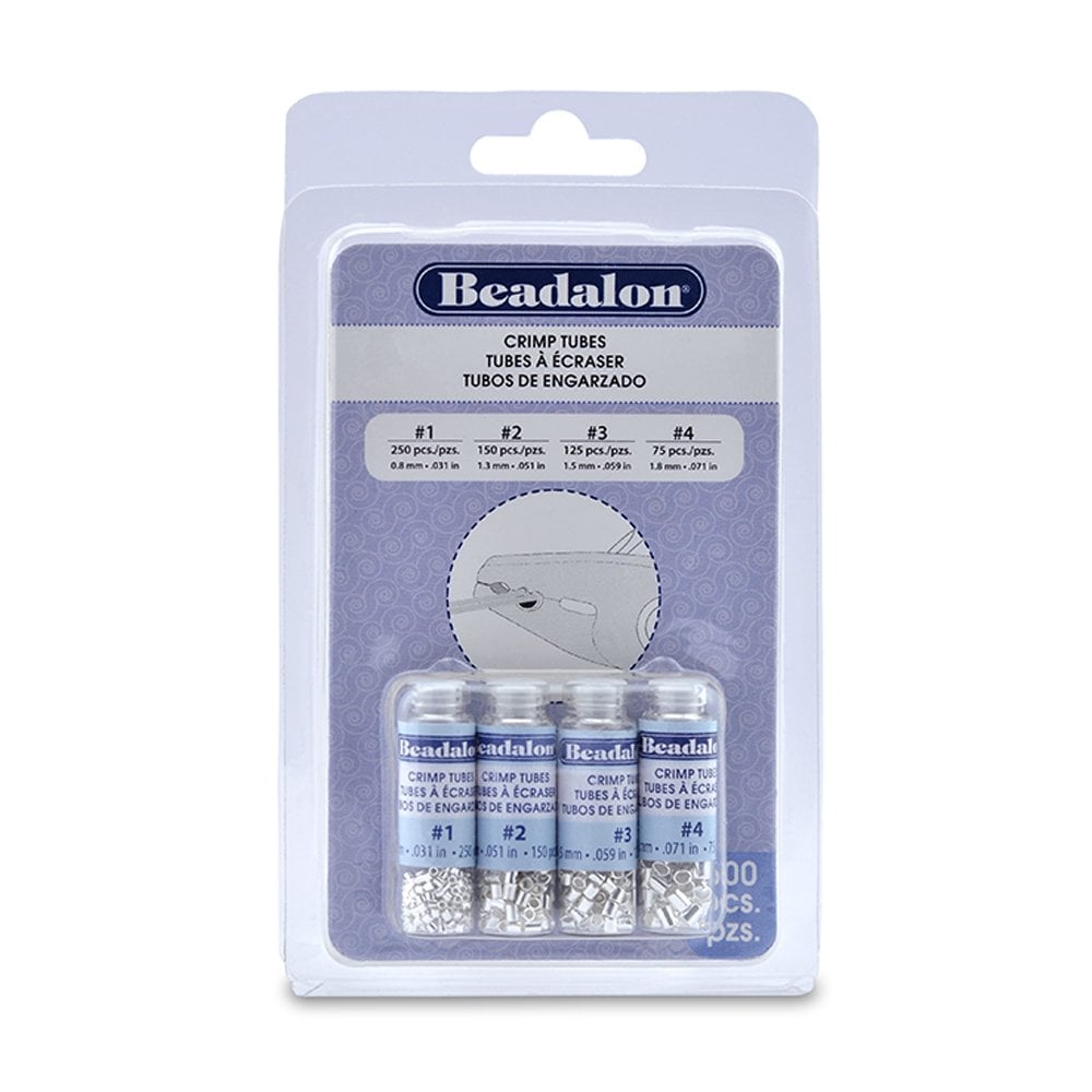 Beadalon Crimp Tubes Variety Pack, Sizes 1-4, 600pcs, Silver Plated
