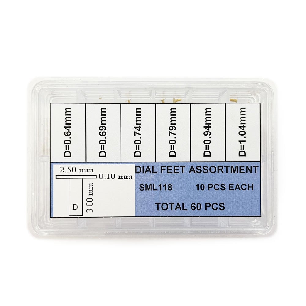 60x Brass Watch Dial Feet (Foot Diameters 0.64mm - 1.04mm)