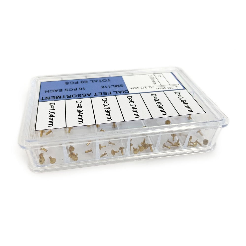 60x Brass Watch Dial Feet (Foot Diameters 0.64mm - 1.04mm)