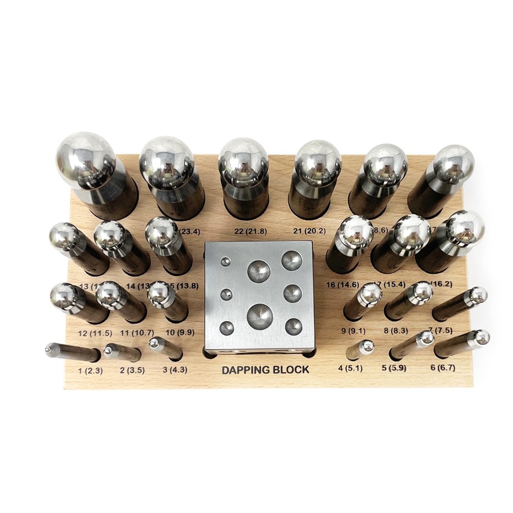 Steel Dapping Punch Set of 24 with Block
