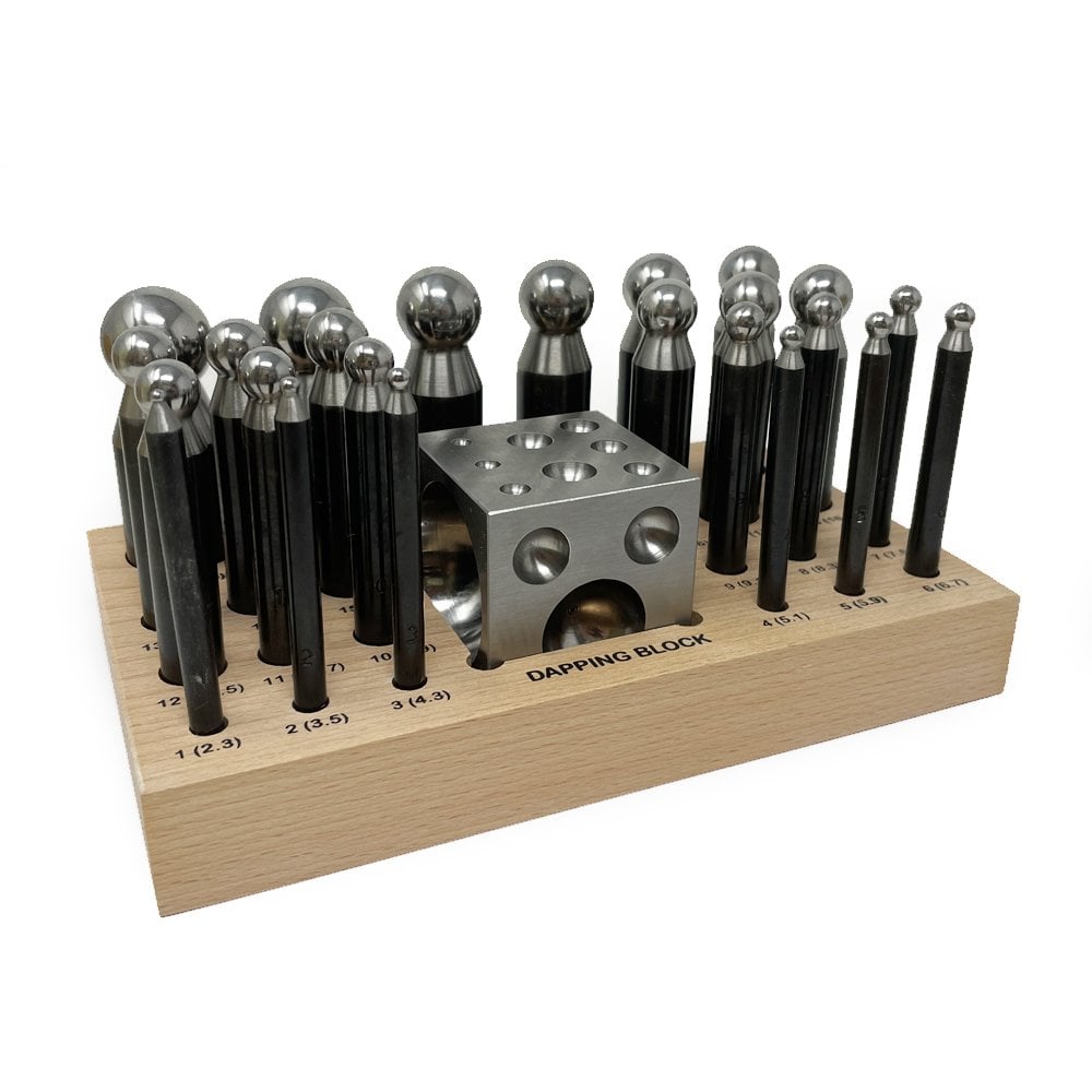 Steel Dapping Punch Set of 24 with Block