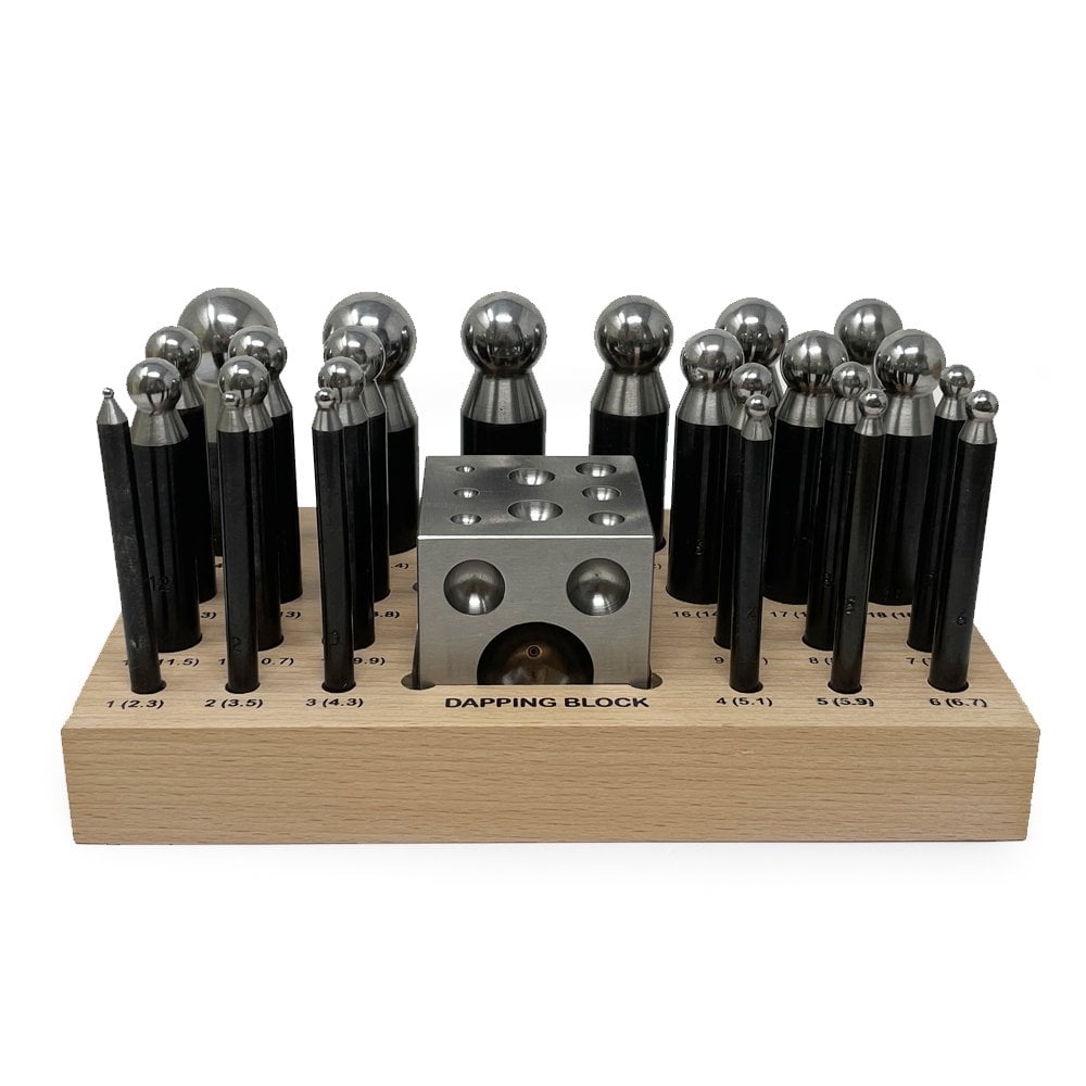 Steel Dapping Punch Set of 24 with Block