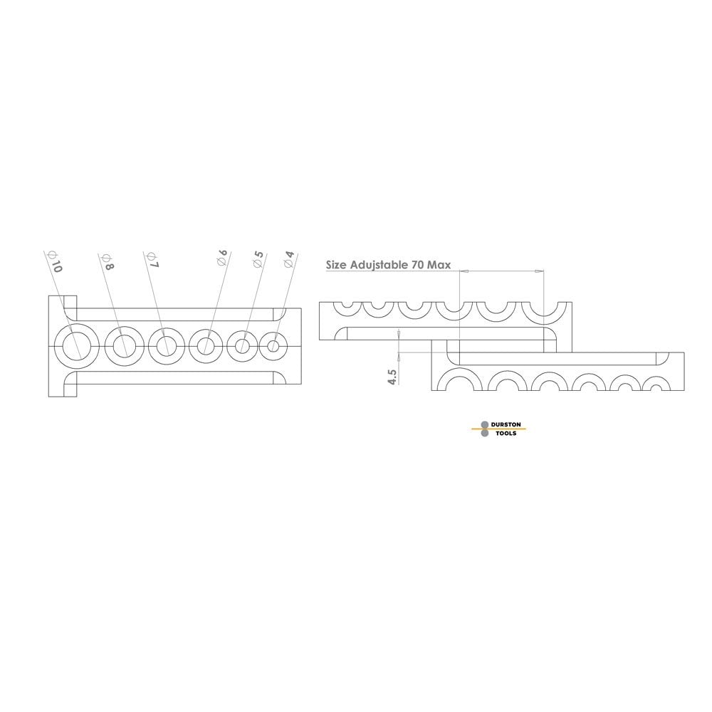 Durston Multi Shape Adjustable Ingot Mould, 6 Hole, 100mm