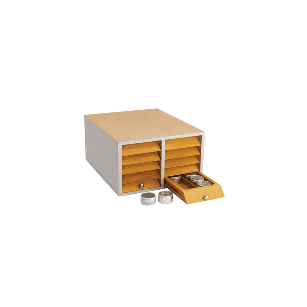 Wooden Storage Cabinet with Aluminium Tins
