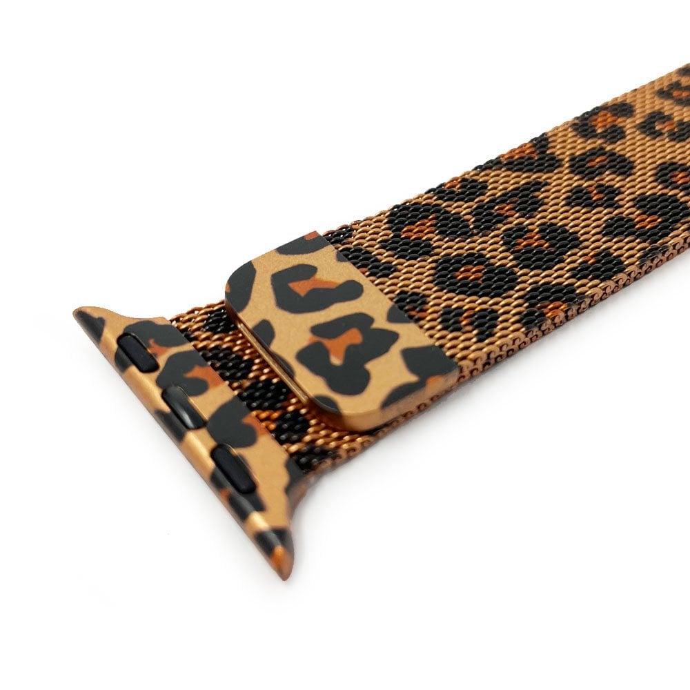 Leopard Print Milanese Mesh Strap for Apple Watch