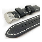 Black Carbon Fibre Watch Strap - White Stitching