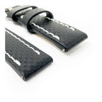 Black Carbon Fibre Watch Strap - White Stitching