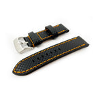 Black Carbon Fibre Watch Strap - Orange Stitching