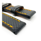Black Carbon Fibre Watch Strap - Orange Stitching