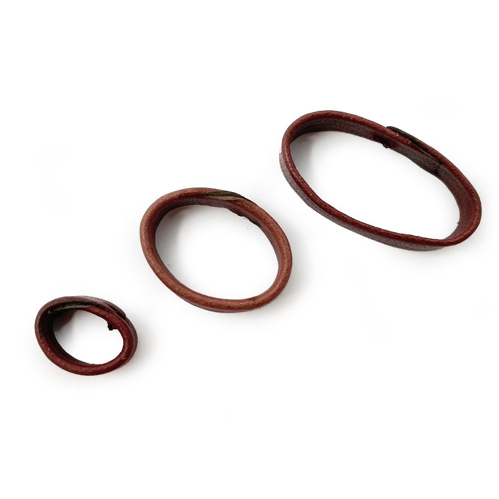 Leather Watch Strap Keeper - Brown (Wrapped Edge)