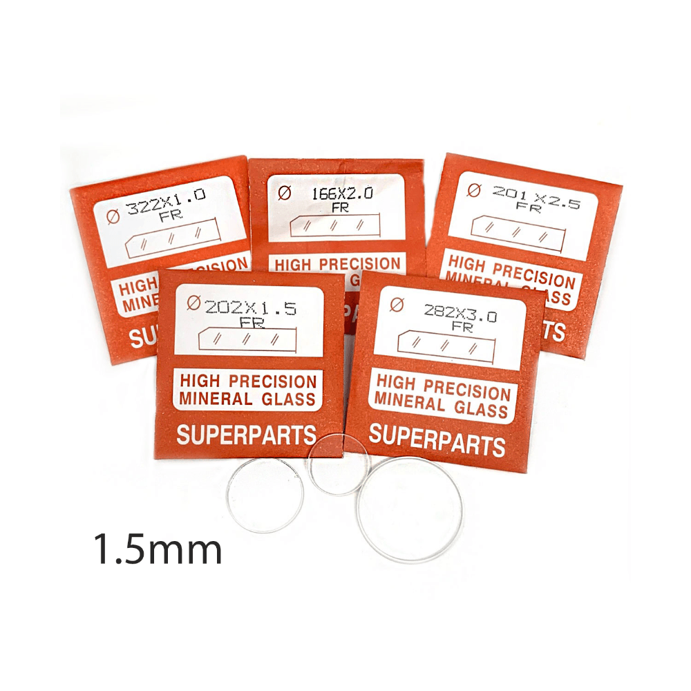 Round & Flat Watch Glass 1.5mm Thick 16.1-40mm Range