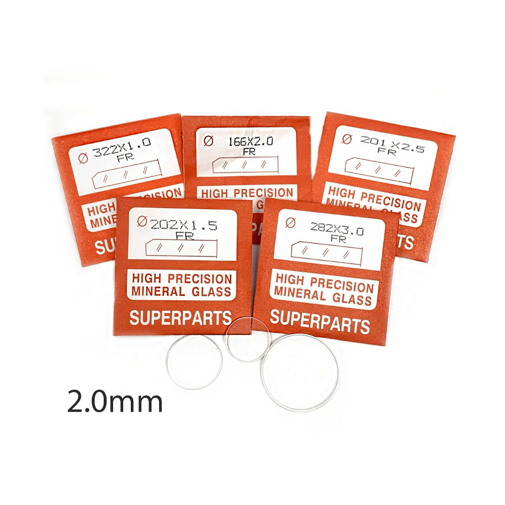 Round & Flat Watch Glass 2mm Thick 16.1-45mm Range