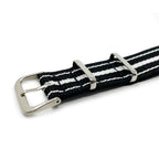 Military Style Watch Strap - Black & White Stripe