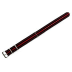 Military Style Watch Strap - Black & Red Stripe