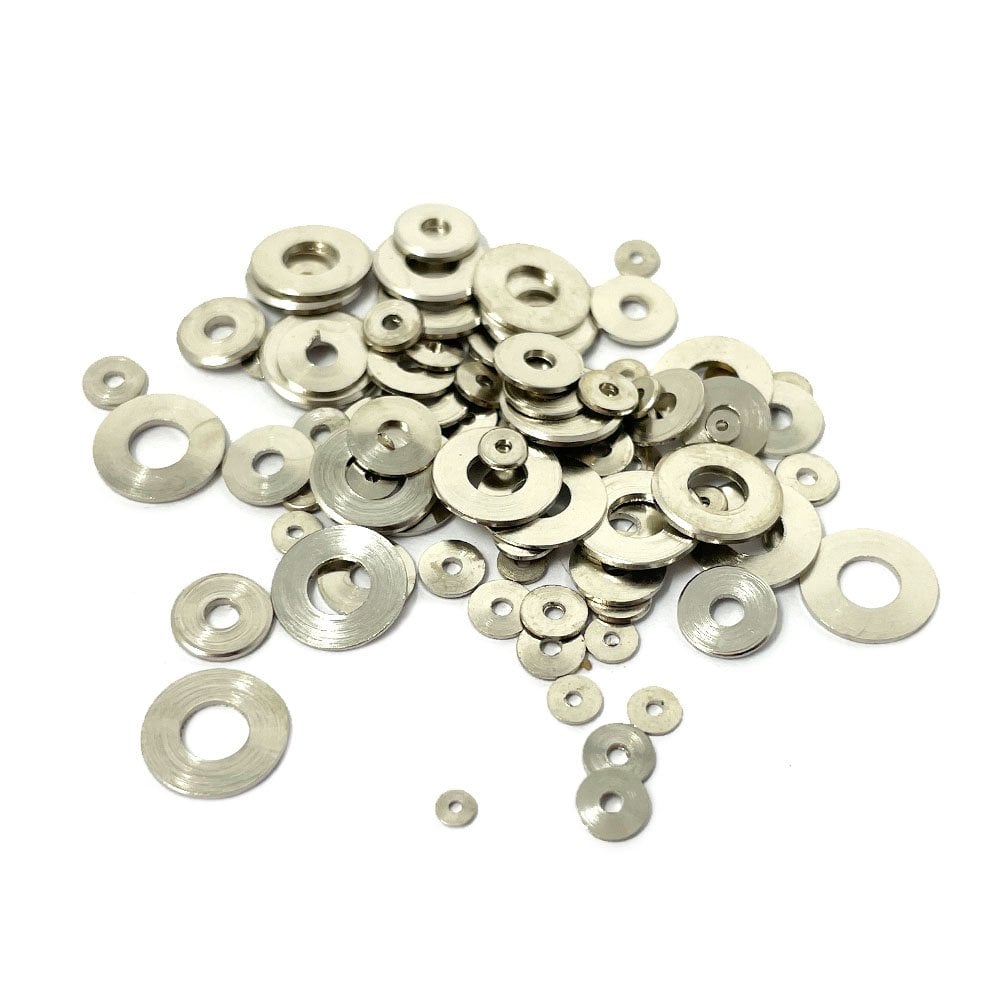 100x Flat Round Clock Washers, Nickel