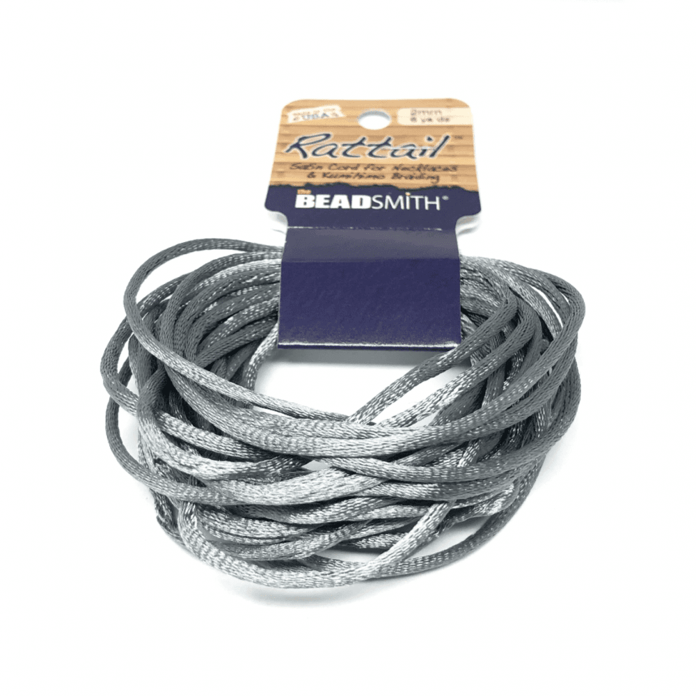 Beadsmith Rattail Satin Cord - Dark Grey