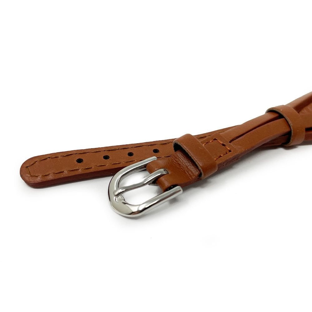 Tan Leather Cordette Watch Strap with Stainless Steel Buckle