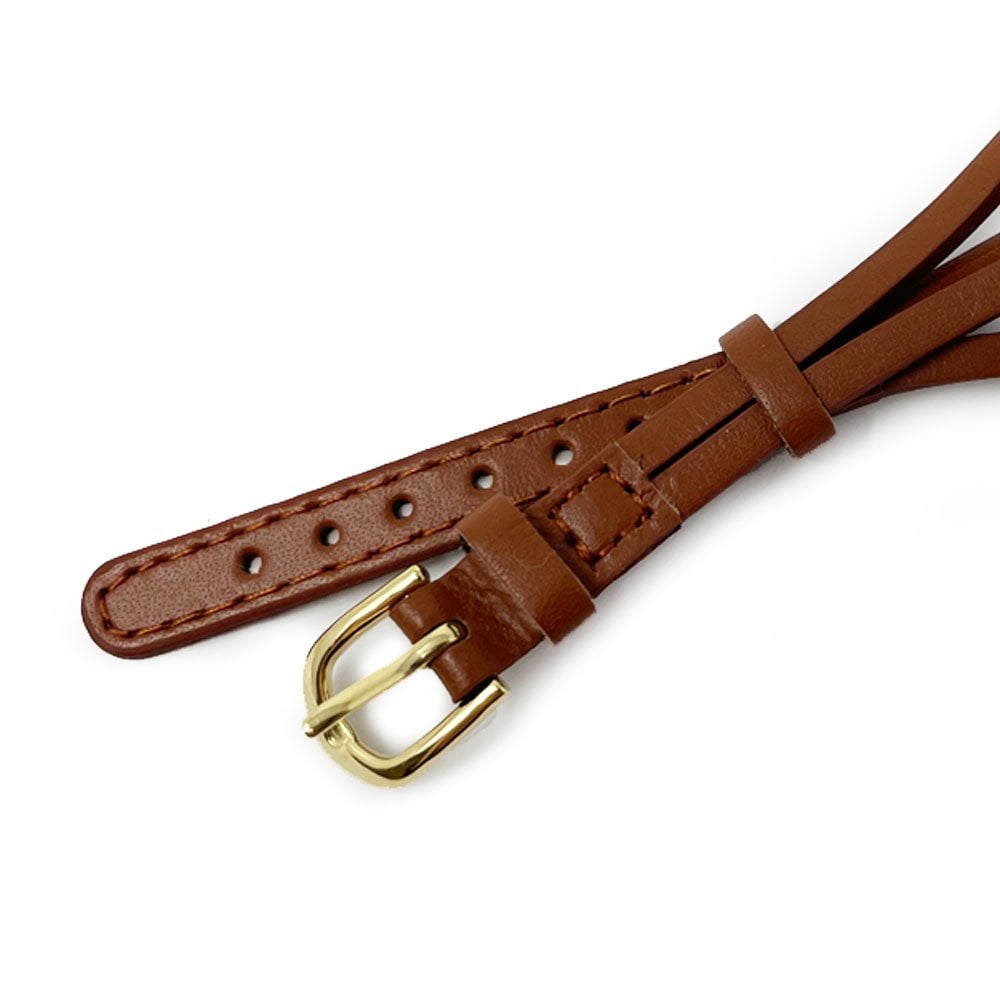 Tan Leather Cordette Watch Strap with Gold Plated Buckle