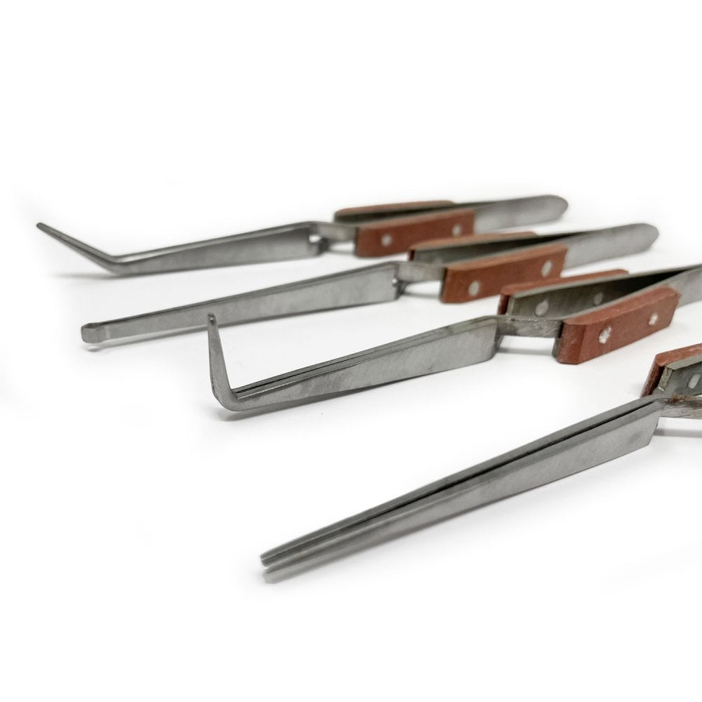 Heat-Insulated Reverse-Action Soldering Tweezers Set of 4