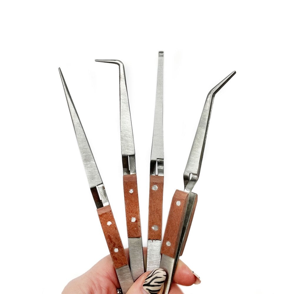 Heat-Insulated Reverse-Action Soldering Tweezers Set of 4