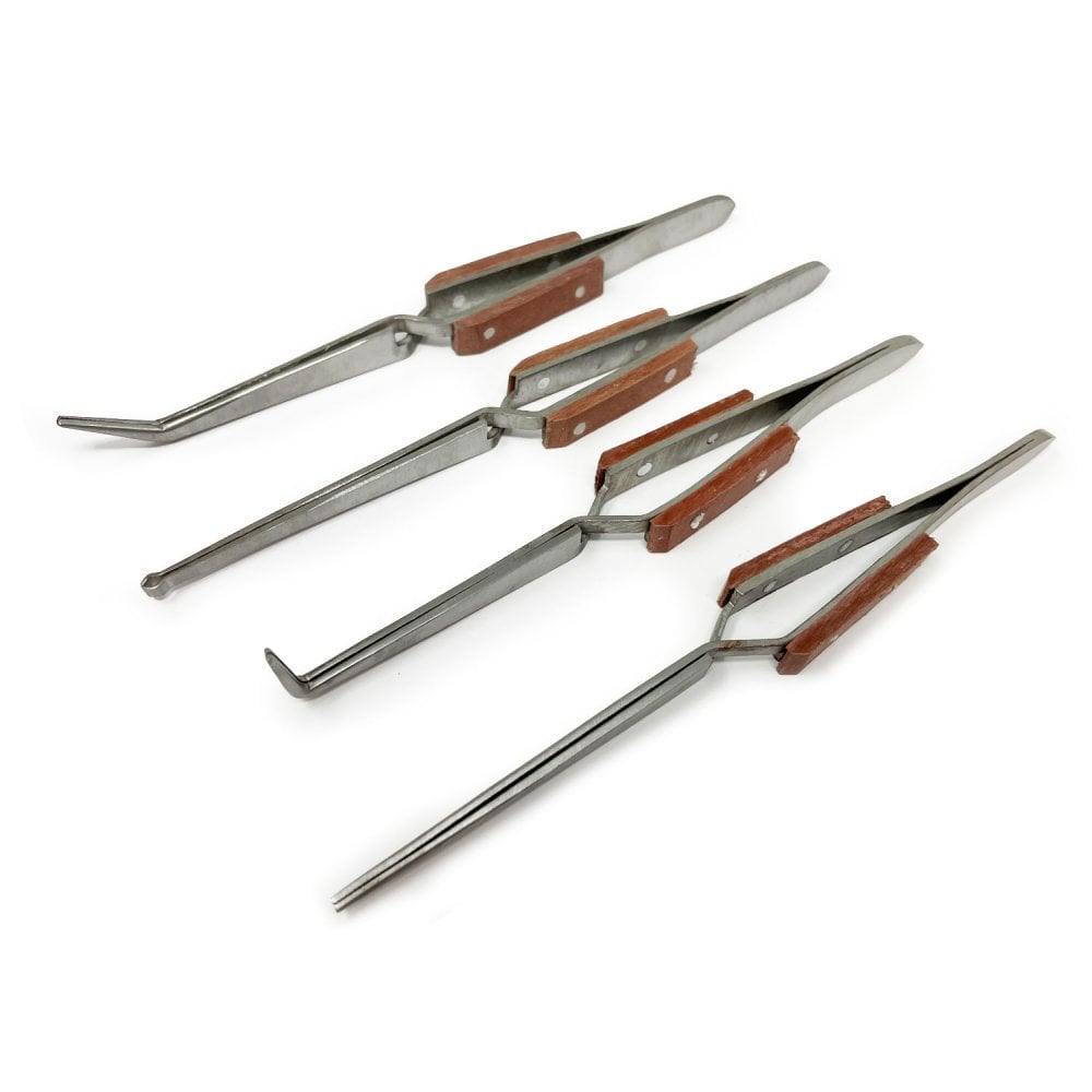 Heat-Insulated Reverse-Action Soldering Tweezers Set of 4