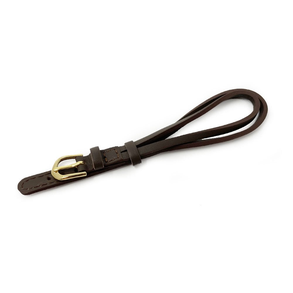 Dark Brown Leather Cordette Watch Strap with Gold Plated Buckle