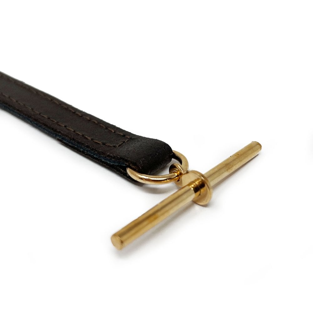 Leather Pocket Watch Albert - Dark Brown - Gold Plated