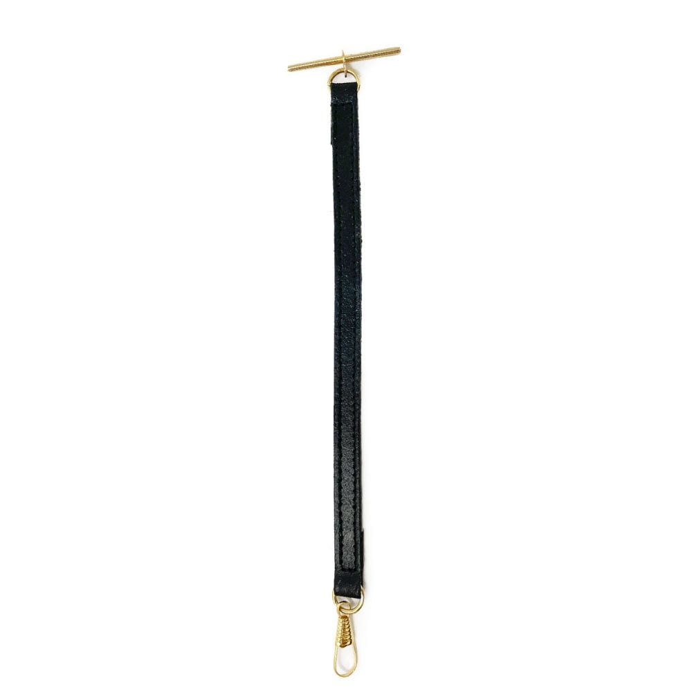 Leather Pocket Watch Albert - Black - Gold Plated