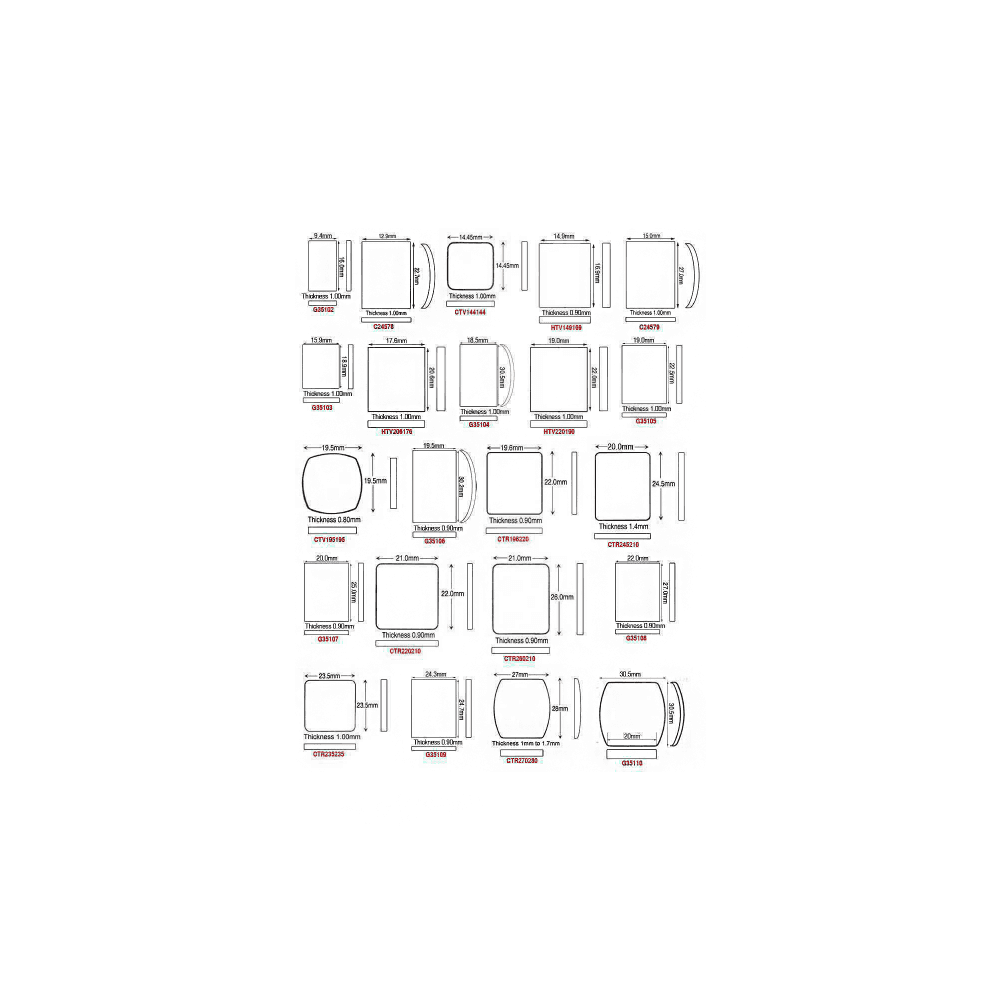 Cartier Glass 20 x 25 mm Rectangle Domed
