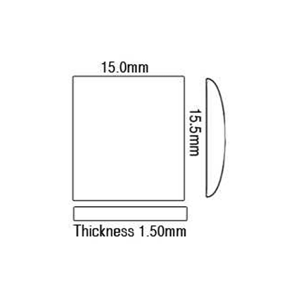 Sapphire Glass For Cartier Watches 15 x 15.5 mm Square Domed Flat Bottom