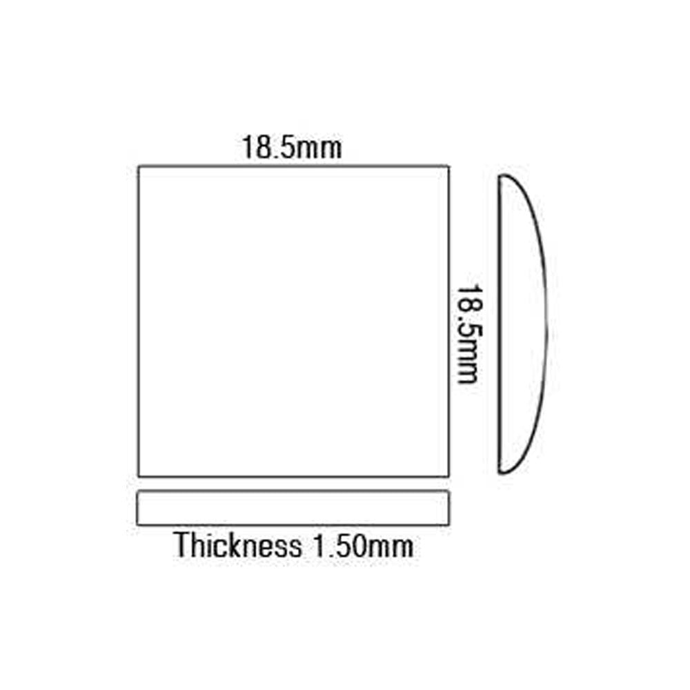 Sapphire Glass For Cartier Watches 18.5 x 18.5 mm Square Domed Flat Bottom