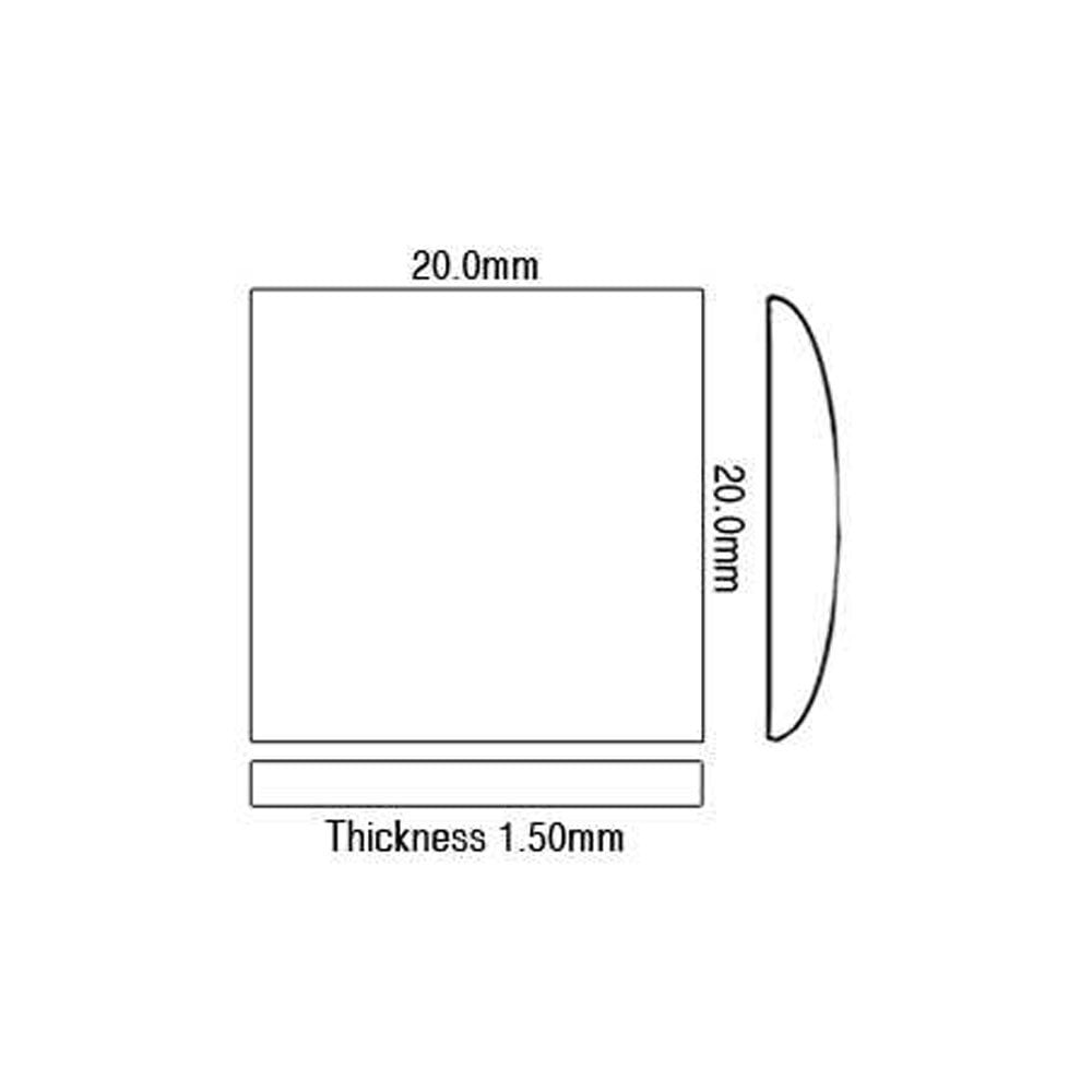 Sapphire Glass For Cartier Watches 20 x 20 mm Square Domed Flat Bottom
