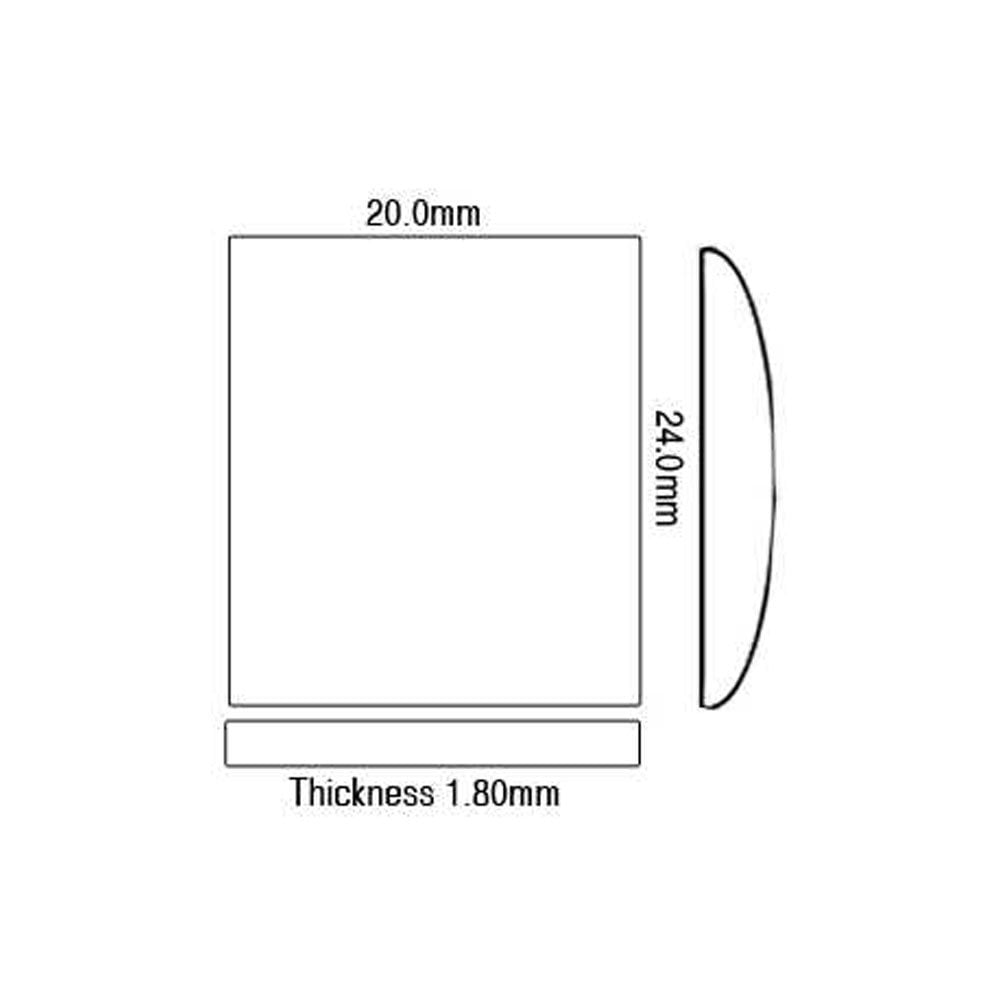 Sapphire Glass For Cartier Watches 20 x 24 mm Square Domed Flat Bottom