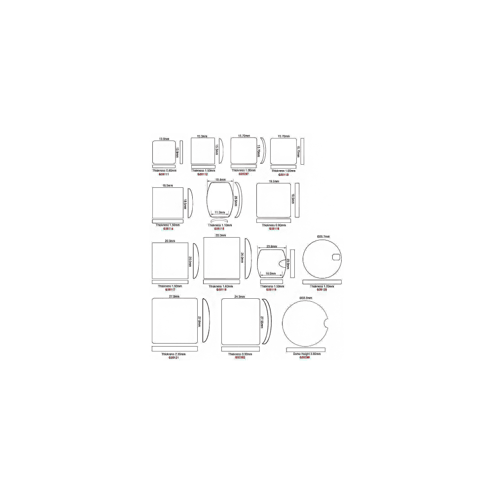 Sapphire Glass For Cartier Watches 20 x 24 mm Square Domed Flat Bottom
