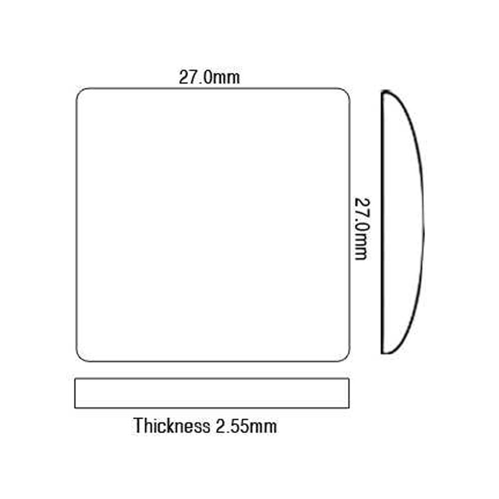 Sapphire Glass For Cartier Watches 27.1 x 27.1 mm Square Domed Flat Bottom Round Corners