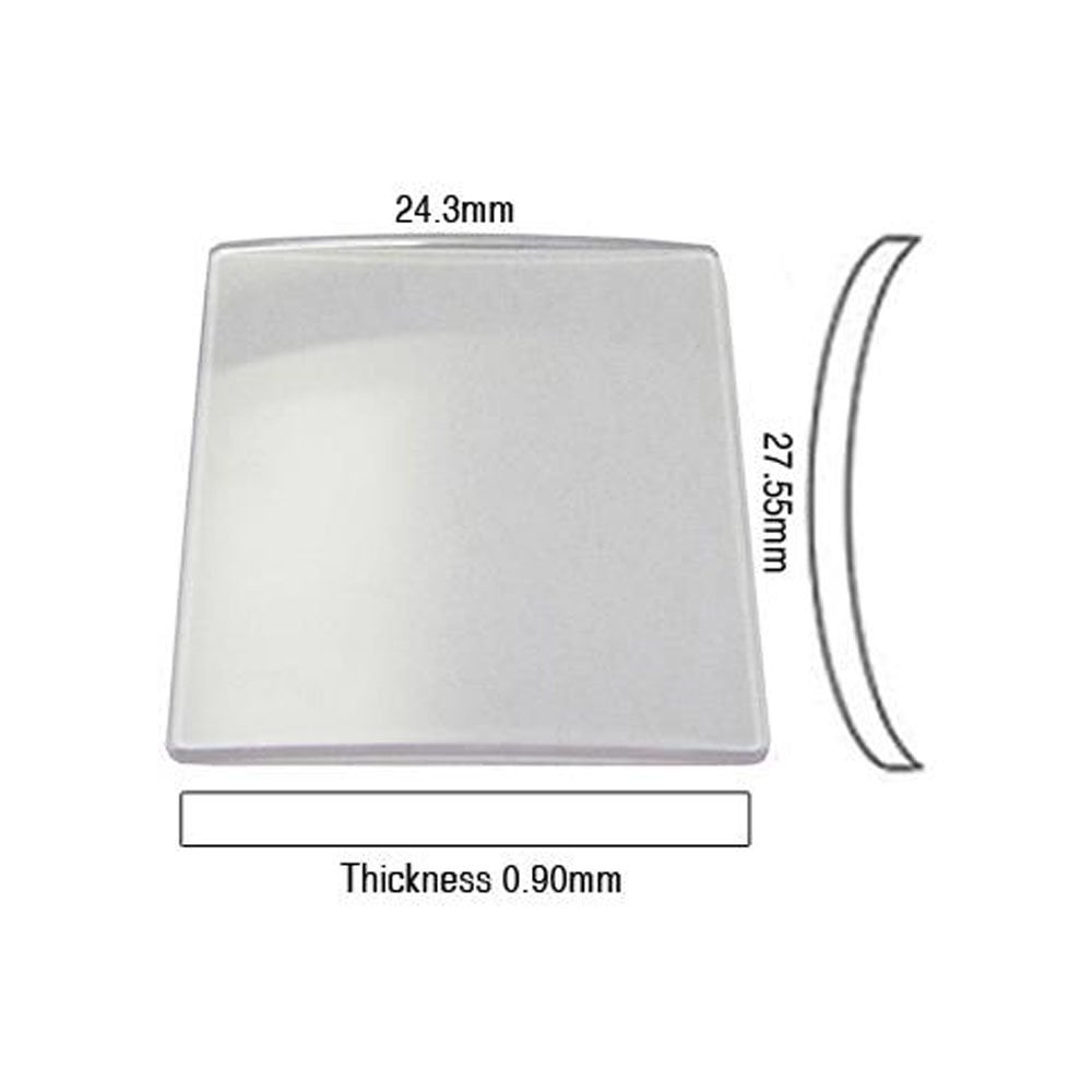 Sapphire Glass For Cartier Watches 27.55 x 24.3 mm Rectangle Domed Round Corners