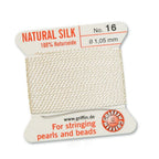 Griffin Natural Silk Beading Thread, White (0.30mm – 1.05mm)