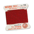 Griffin Natural Silk Beading Thread, Garnet Red (0.30mm – 1.05mm)