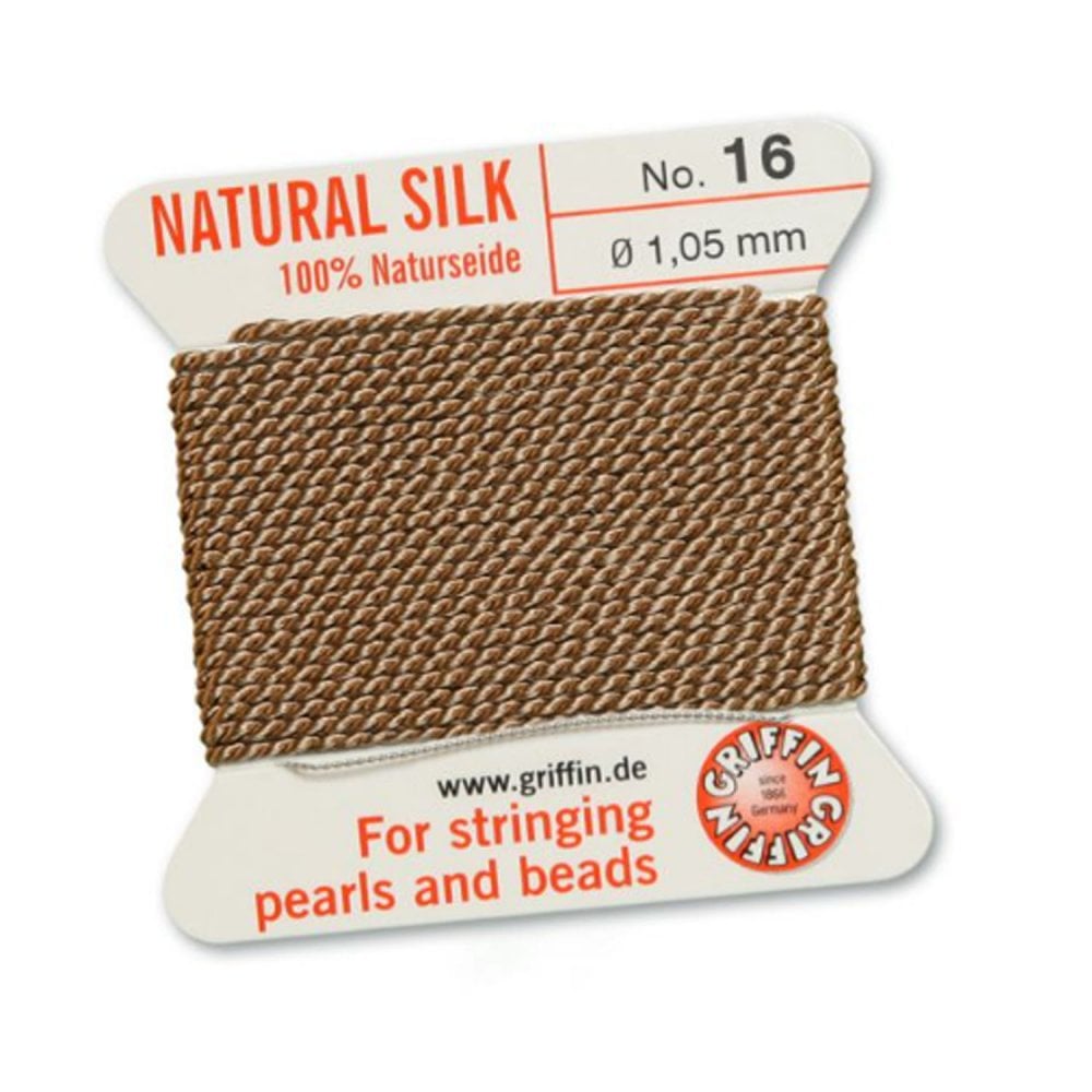 Griffin Natural Silk Beading Thread, Beige (0.30mm – 1.05mm)