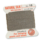 Griffin Natural Silk Beading Thread, Grey (0.30mm - 1.05mm)