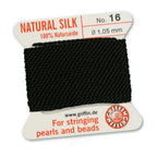 Griffin Natural Silk Beading Thread, Black (0.30mm – 1.05mm)