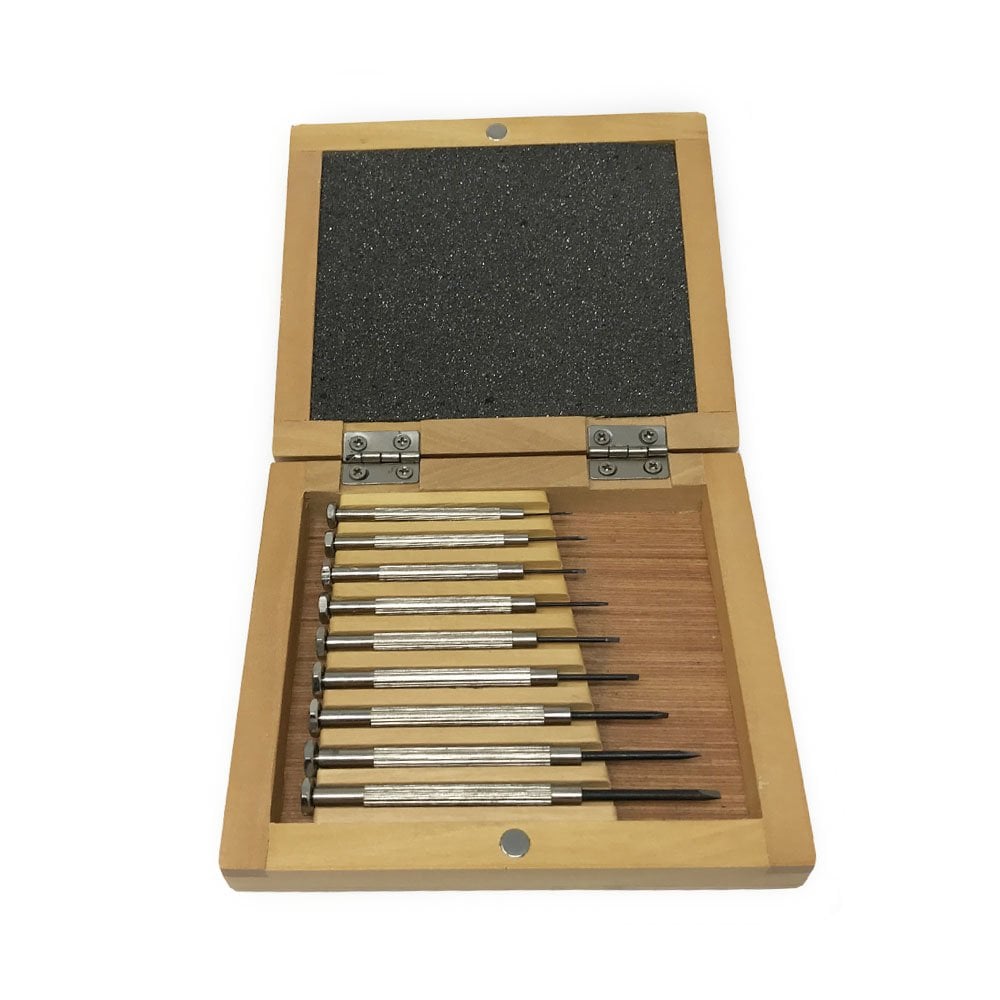 Screwdrivers in Wooden Box Set of 9