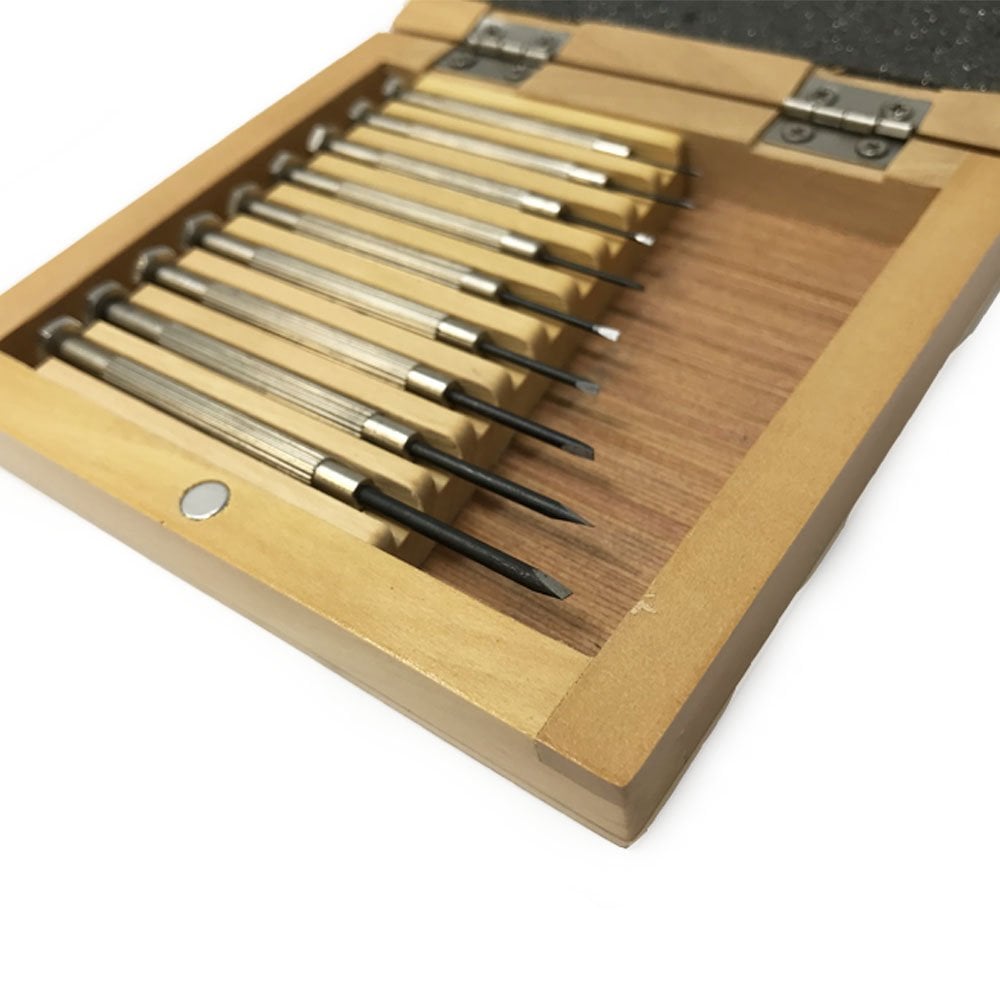 Screwdrivers in Wooden Box Set of 9