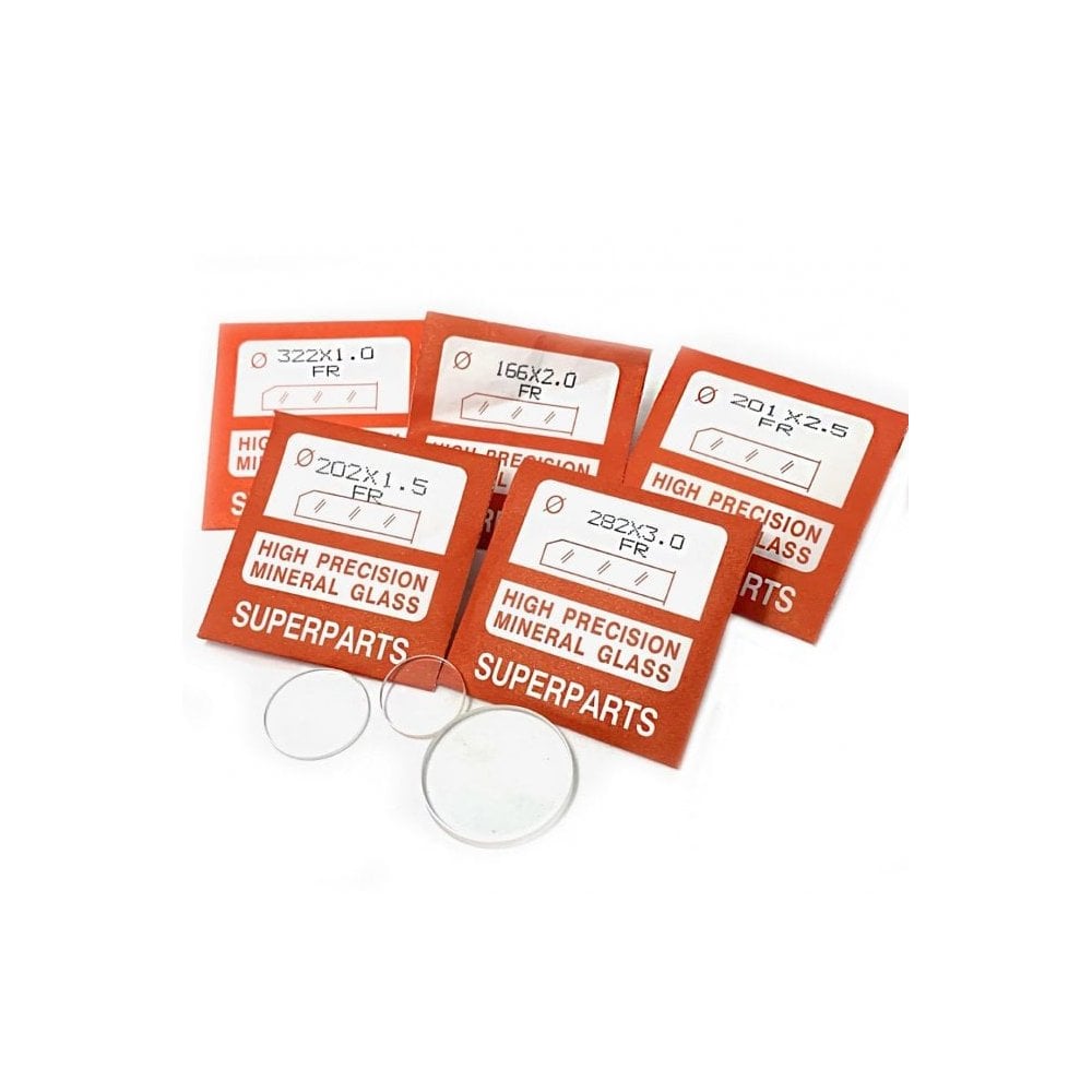 Round & Flat Watch Glass 1.3mm Thick 17-37.5mm Range