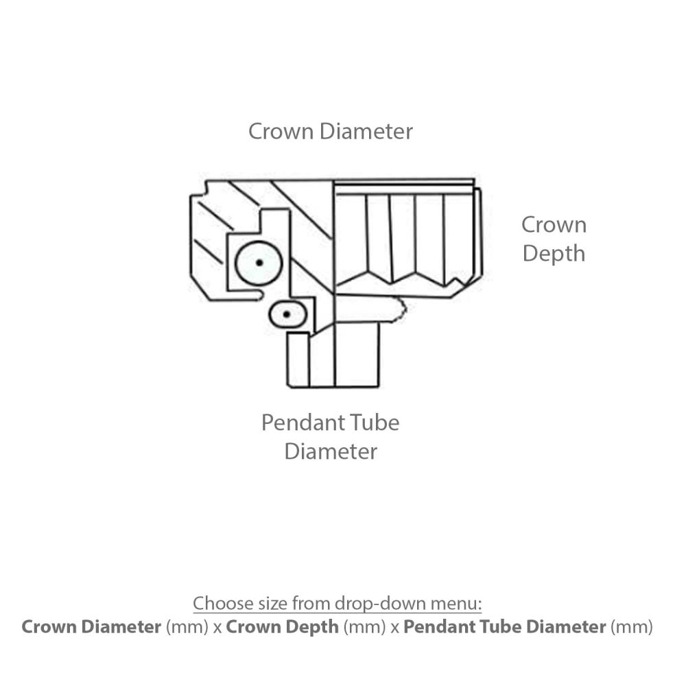 Double O-Ring Divers Watch Crown, Stainless Steel
