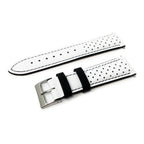 Contrast Leather Racing Watch Strap - White & Black