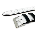 Contrast Leather Racing Watch Strap - White & Black