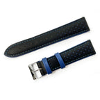 Contrast Leather Racing Watch Strap - Black & Blue