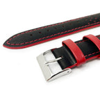 Contrast Leather Racing Watch Strap - Black & Red